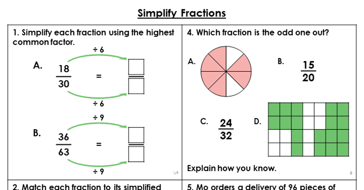 Free Year 6 Simplify Fractions Lesson - Classroom Secrets | Classroom