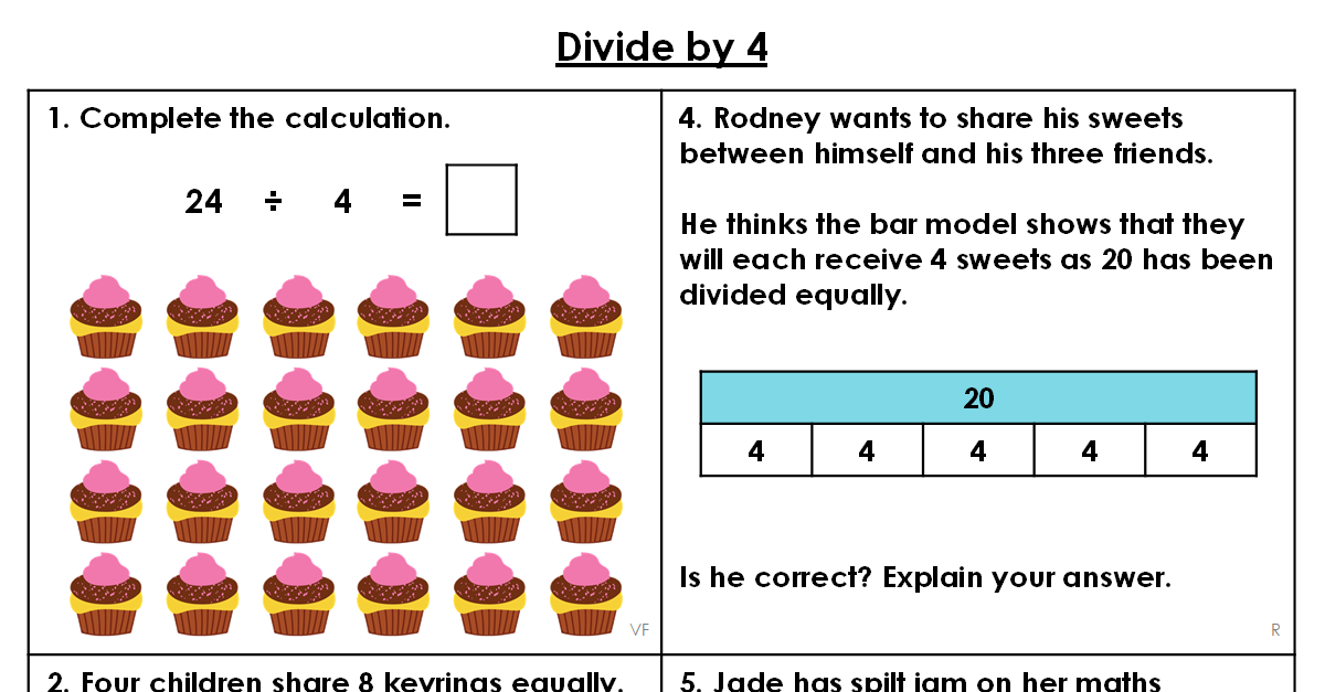 year 3 divide by 4 reasoning and problem solving