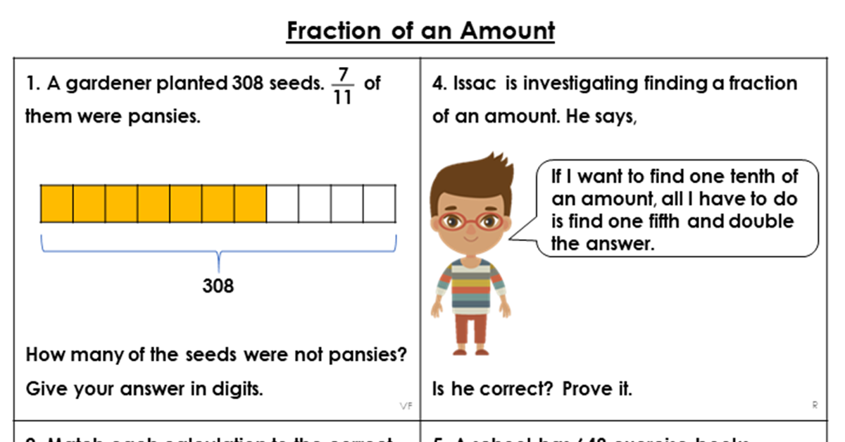 fractions of amounts year 6 problem solving