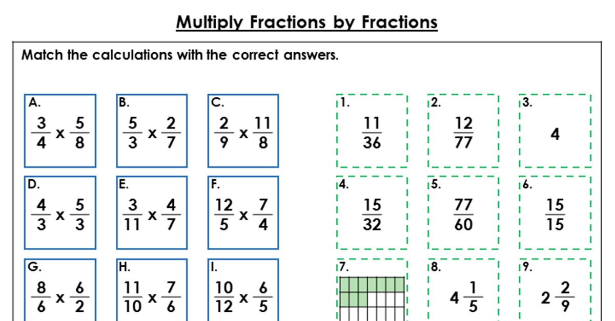 year 6 multiply fractions by fractions lesson classroom