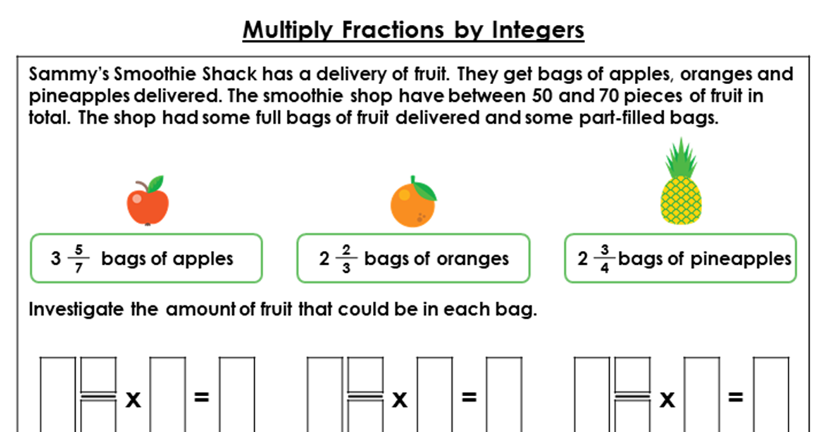 Year 6 Multiply Fractions by Integers Lesson - Classroom Secrets