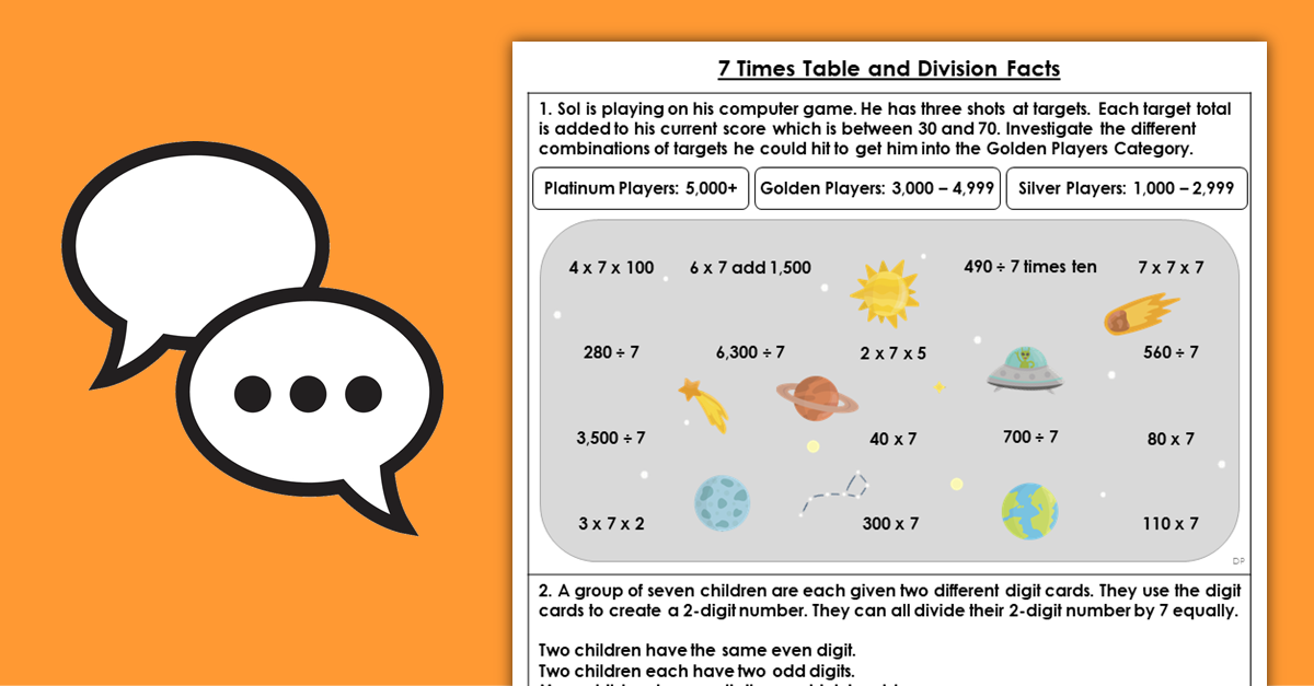 Year 4 7 Times Table and Division Facts Discussion Problems