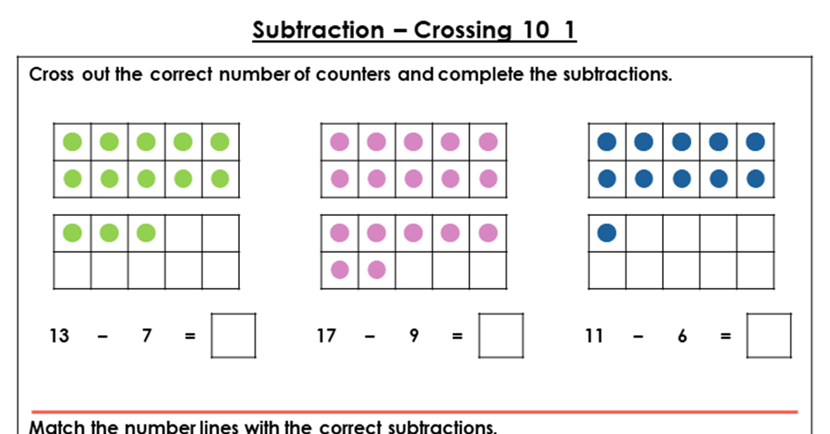 year 1 subtraction crossing 10 1 lesson classroom secrets