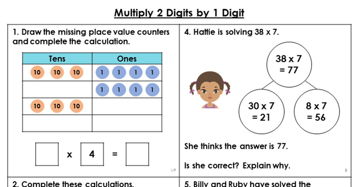 Year 4 Multiply 2 Digits by 1 Digit Lesson - Classroom Secrets
