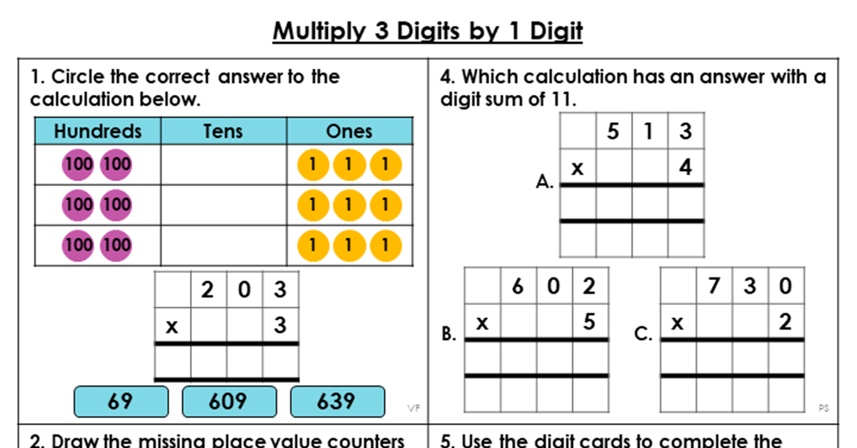 Year 4 Multiply 3 Digits by 1 Digit Lesson - Classroom Secrets