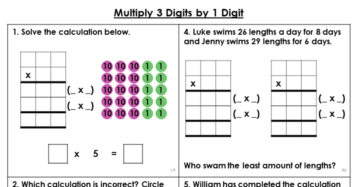Year 4 Multiply 3 Digits by 1 Digit Lesson - Classroom Secrets