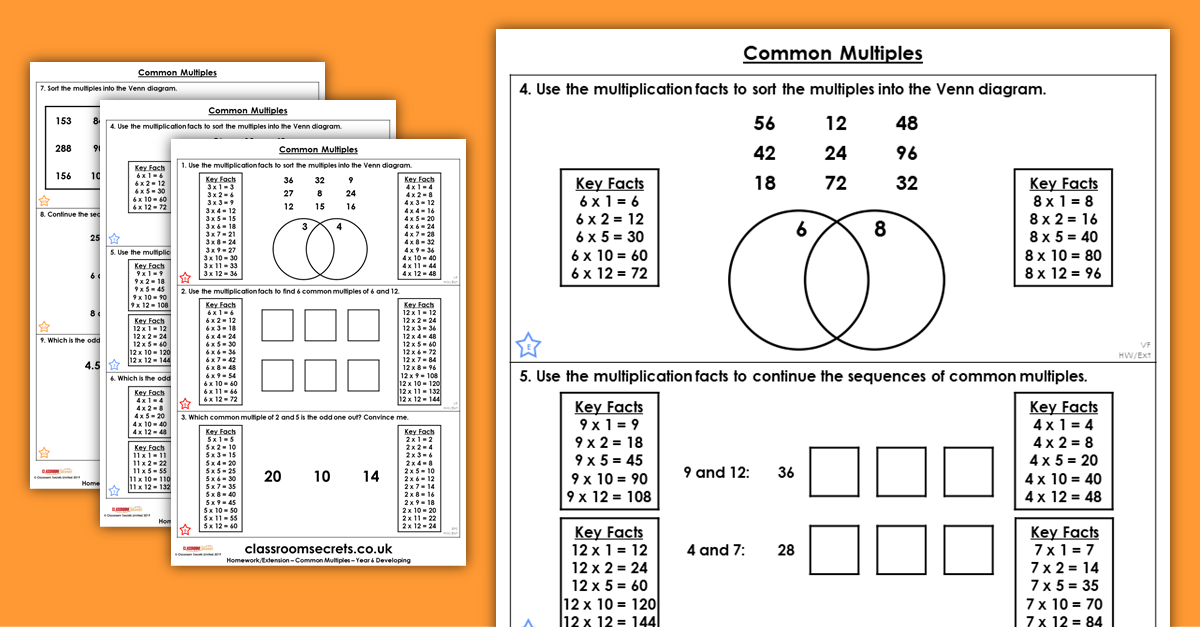 Common Multiples Homework