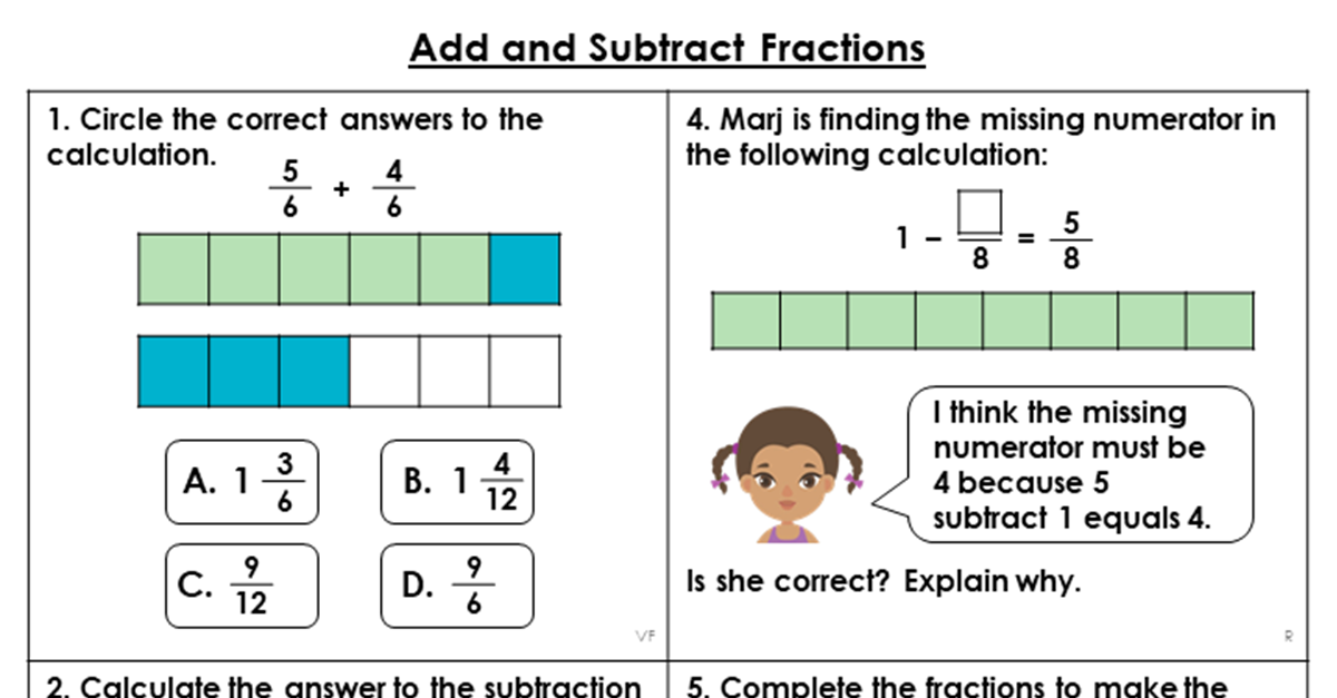 Year 5 Add and Subtract Fractions Lesson - Classroom Secrets