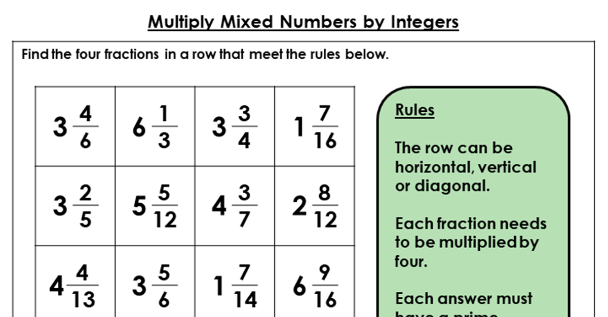 Year 5 Multiply Mixed Numbers by Integers Lesson - Classroom Secrets