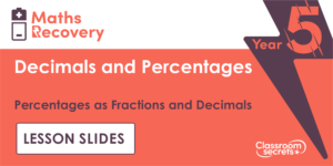 Percentages as Decimals and Fractions Maths Recovery