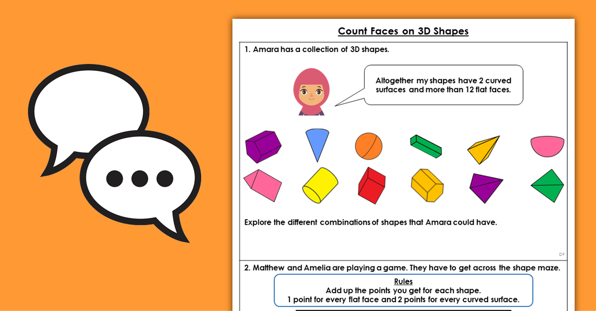 Year 2 Count Faces on 3D Shapes Discussion Problems