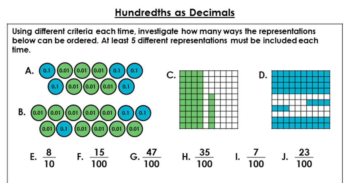 hundredths as decimals reasoning and problem solving