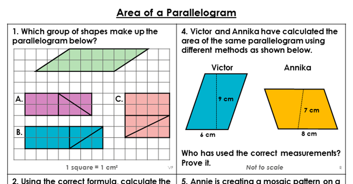 Area Of Parallelogram Worksheet