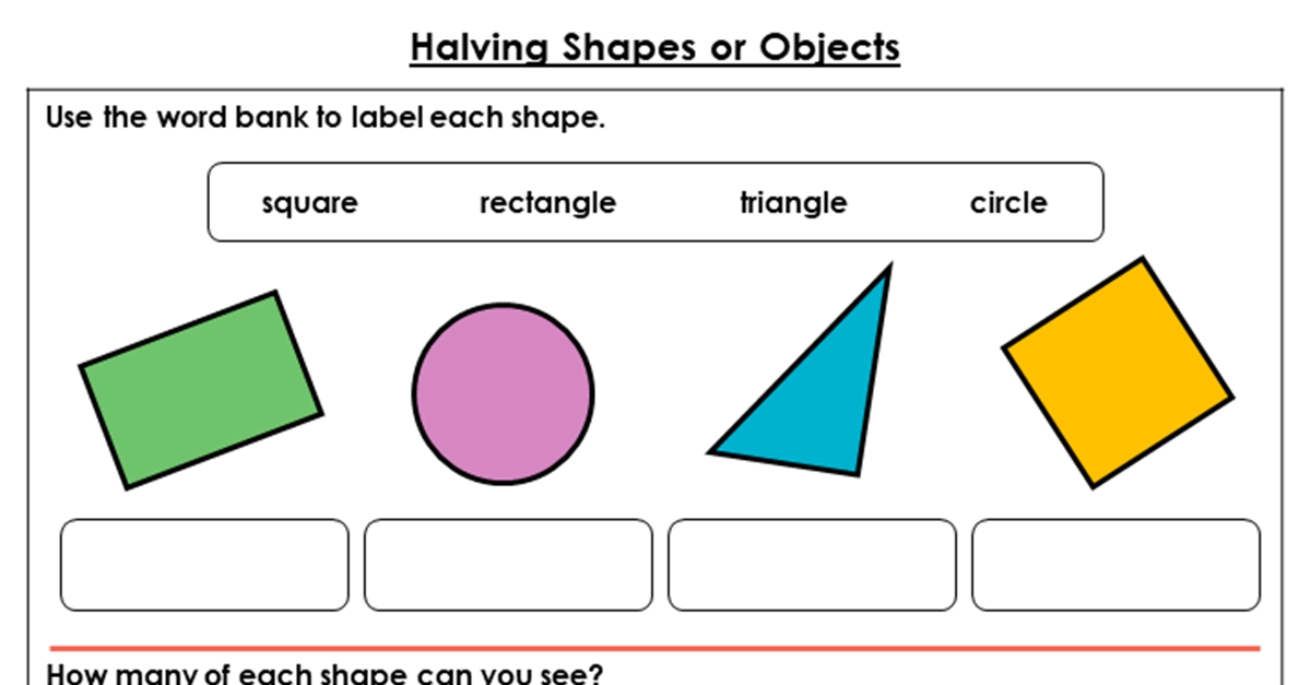 free year 1 halving shapes or objects lesson classroom secrets