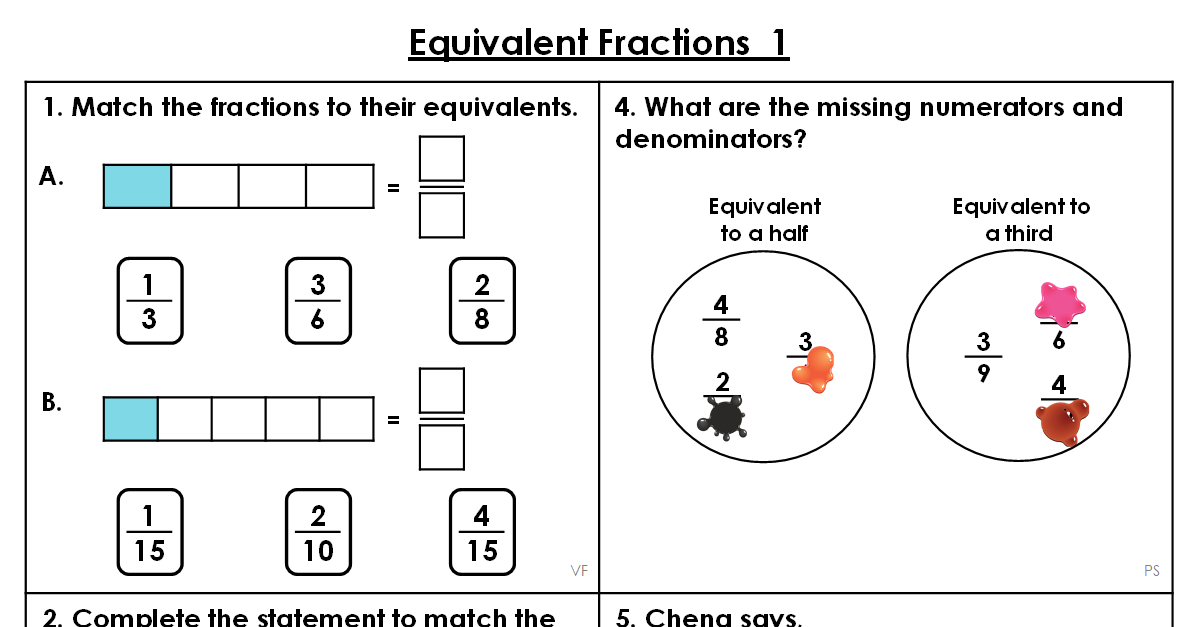 year 3 equivalent fractions reasoning and problem solving