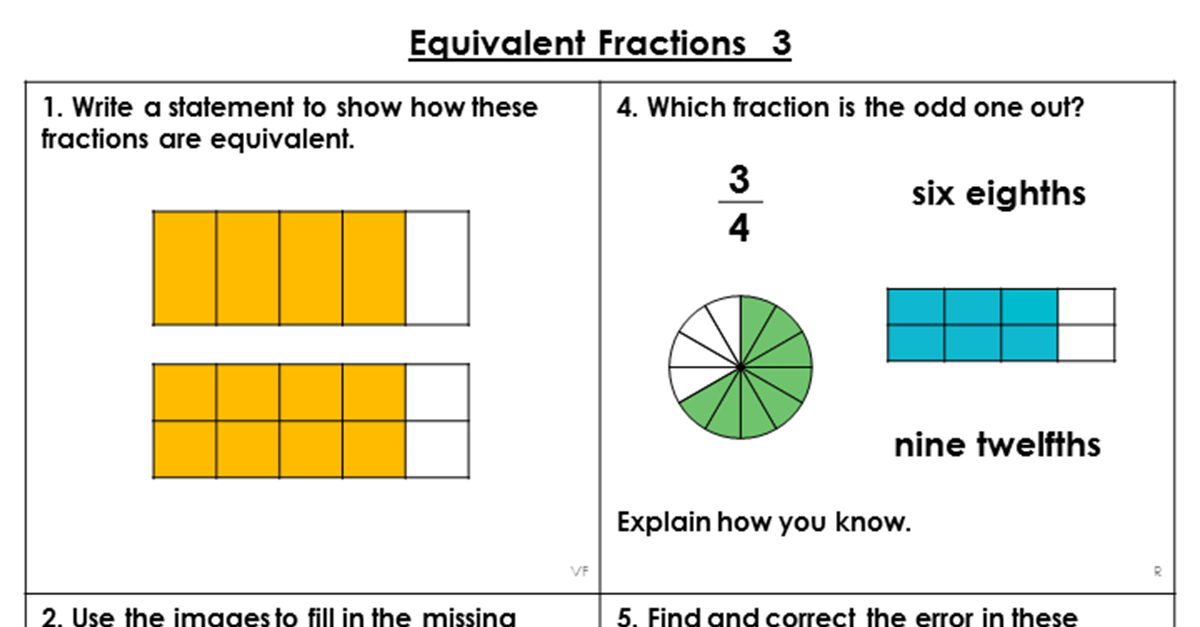 year 3 equivalent fractions reasoning and problem solving