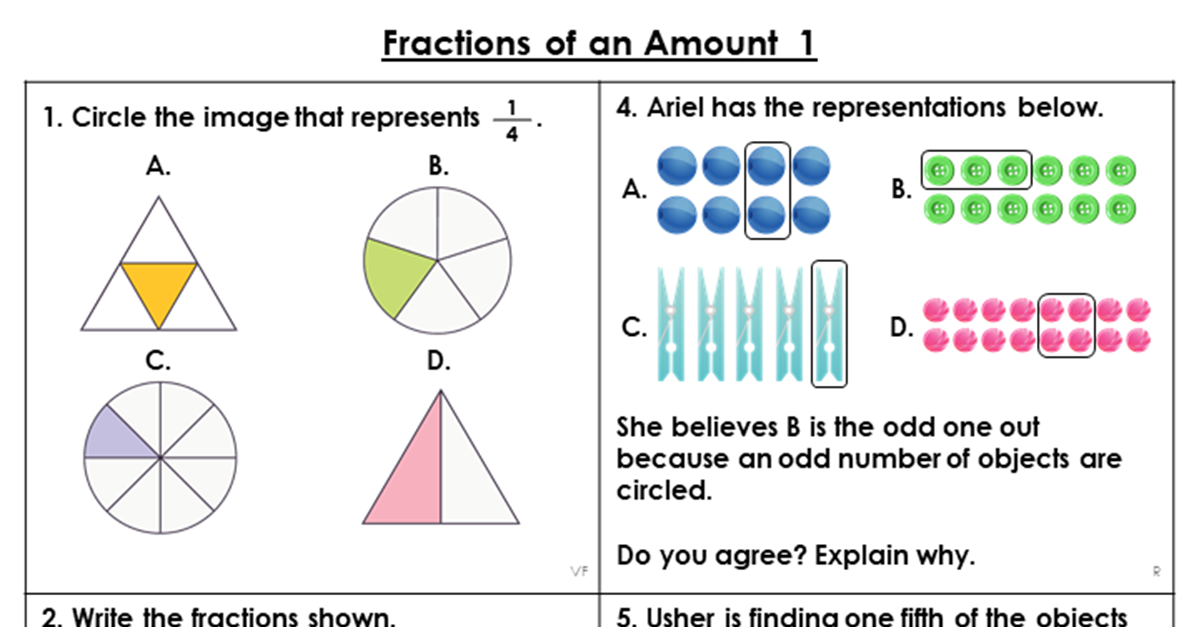 fractions of an amount problem solving year 3