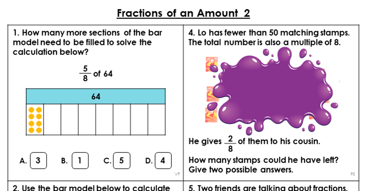 fractions of amounts problem solving year 3