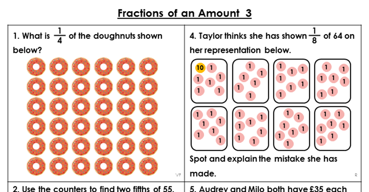 fractions of amounts problem solving year 3