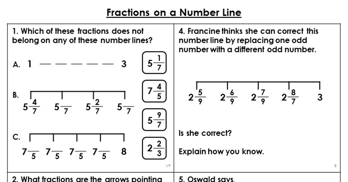 fractions on a number line homework year 3