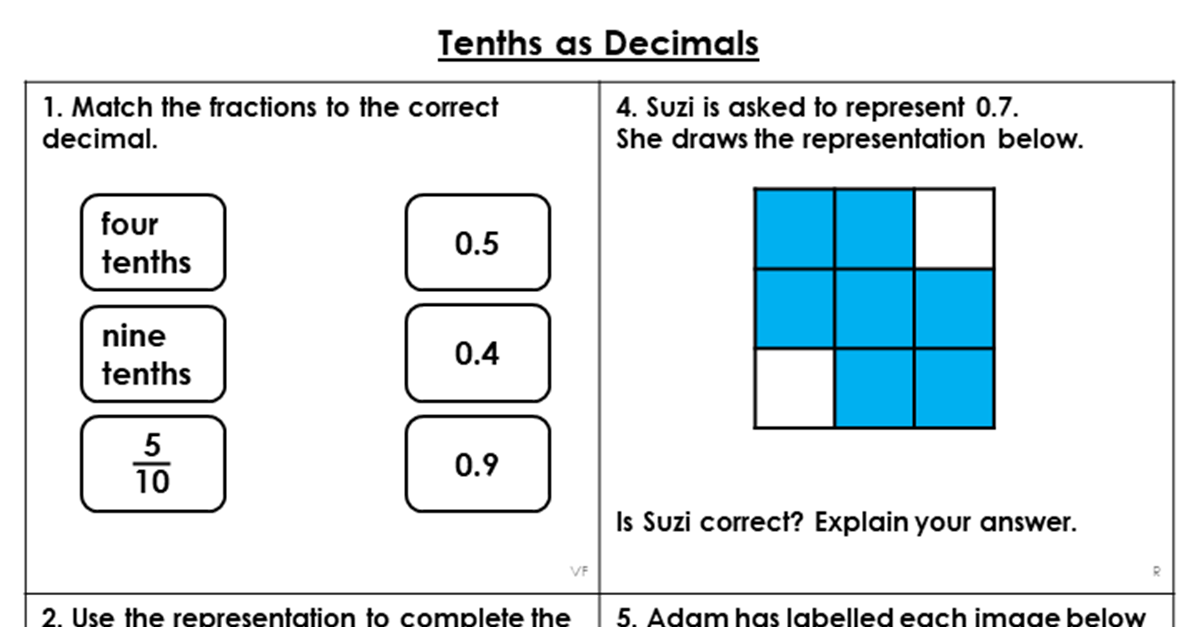 tenths as decimals reasoning and problem solving