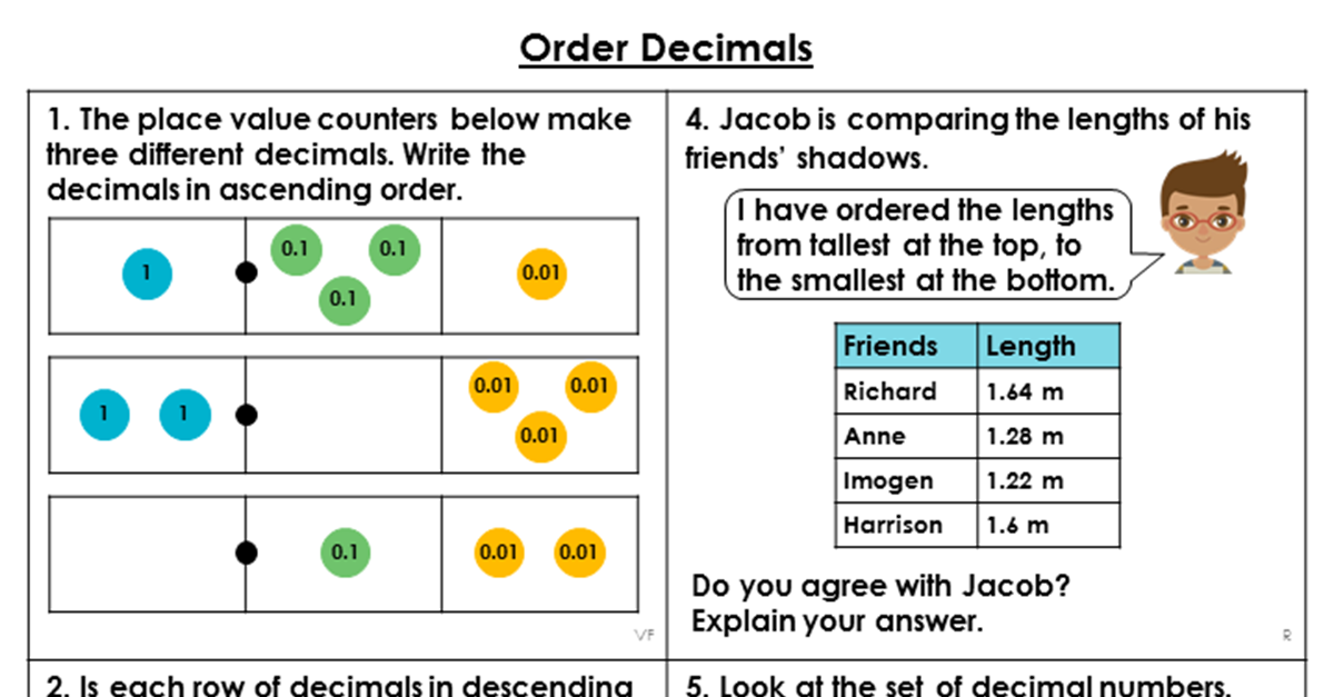 reasoning and problem solving decimals year 4
