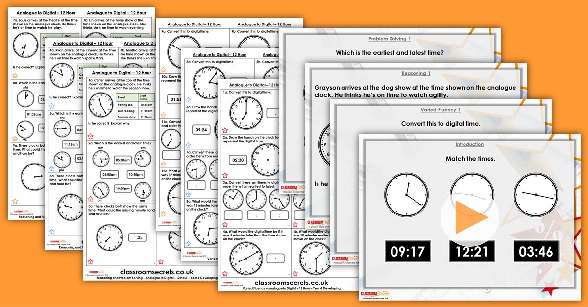 Analogue to Digital - 12 Hour Year 4 Resources