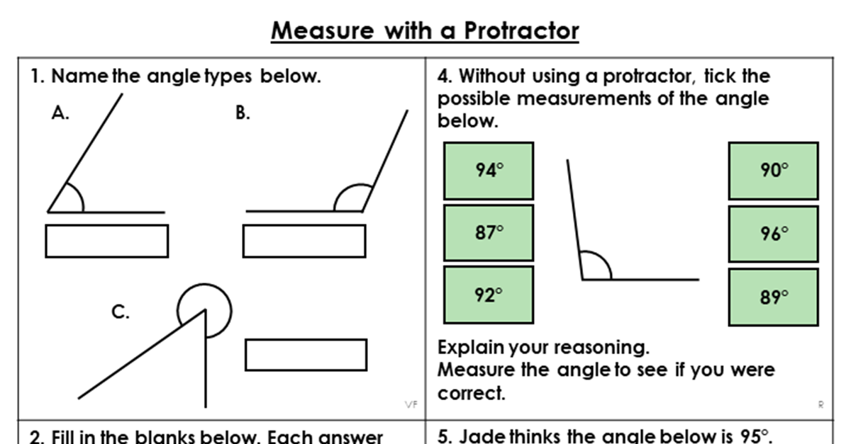 Free Year 6 Measure with a Protractor Lesson - Classroom Secrets