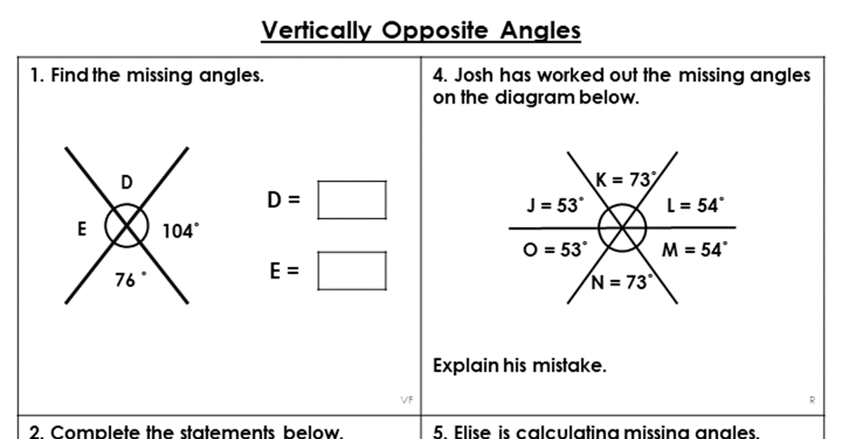 Year 6 Vertically Opposite Angles Lesson - Classroom Secrets