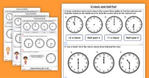 O'clock and Half Past Homework Extension Year 2