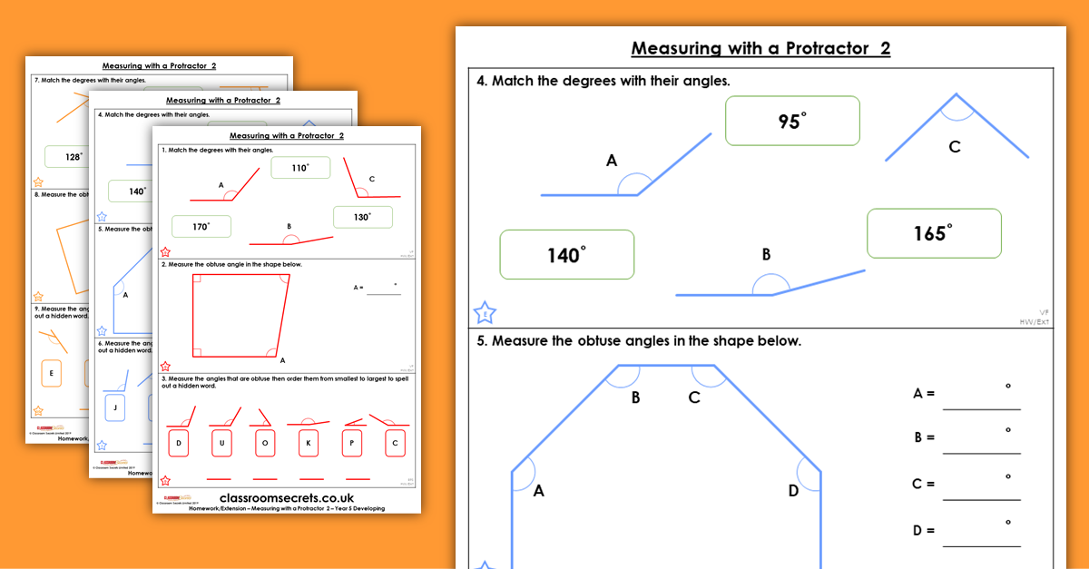 Measuring with a Protractor 2 Homework