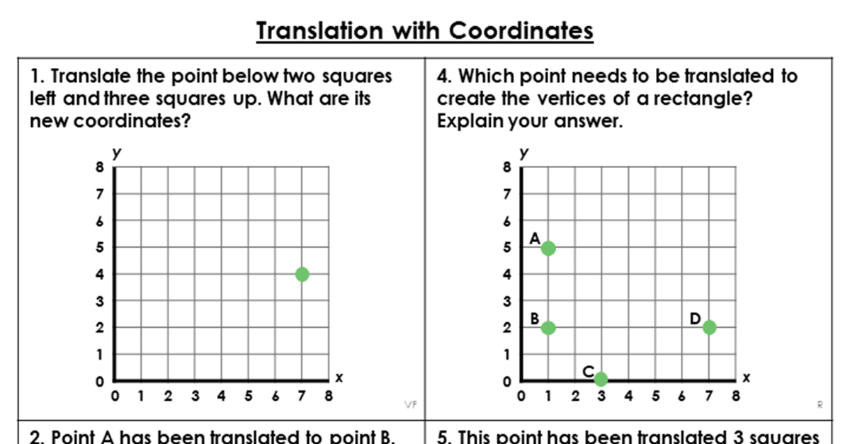 translation with coordinates year 5 problem solving