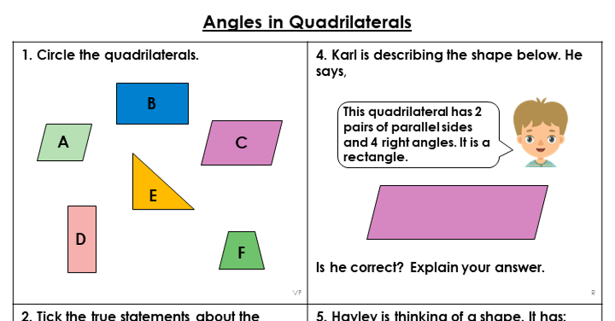 Year 6 Angles in Quadrilaterals Lesson - Classroom Secrets | Classroom