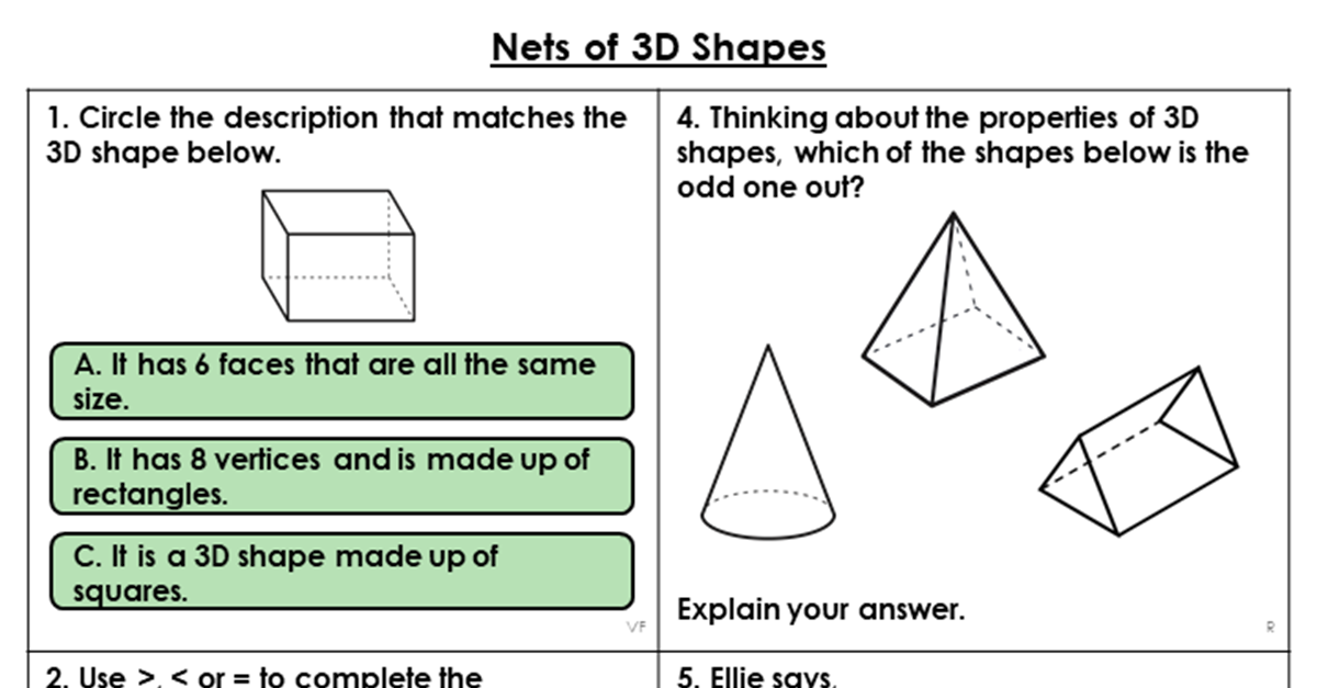 3d shapes problem solving year 6