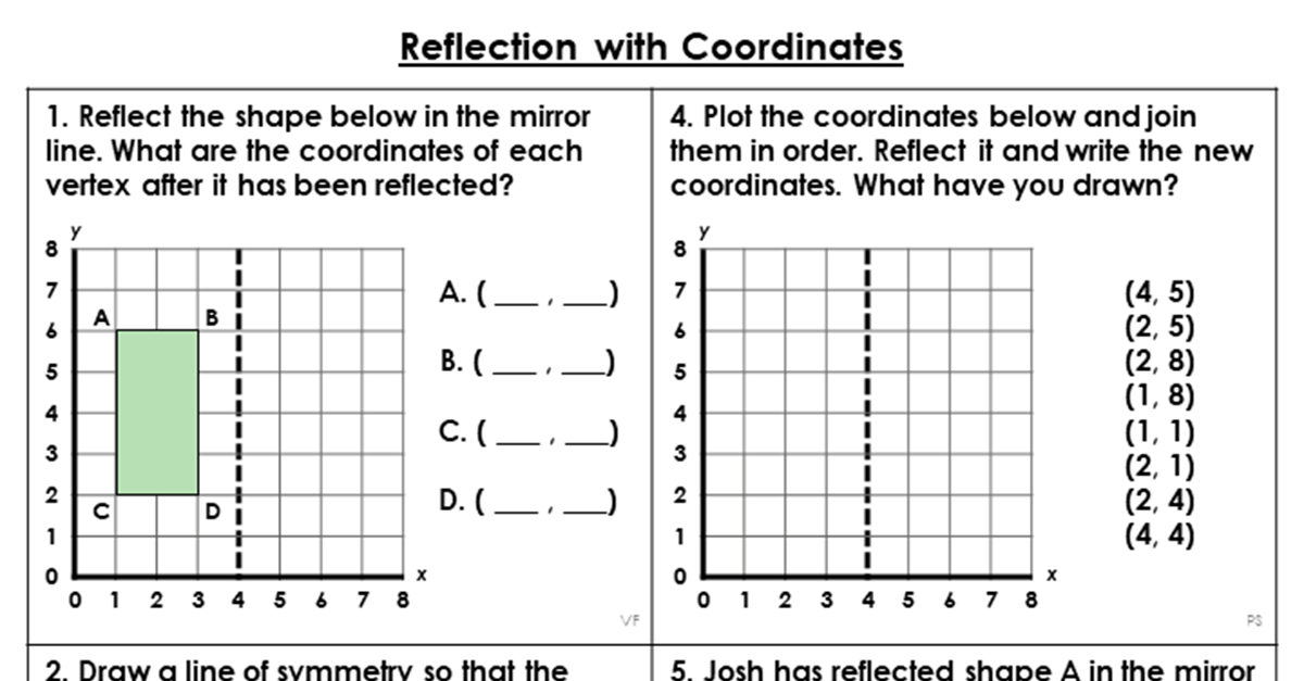Year 5 Reflection with Coordinates Lesson - Classroom Secrets