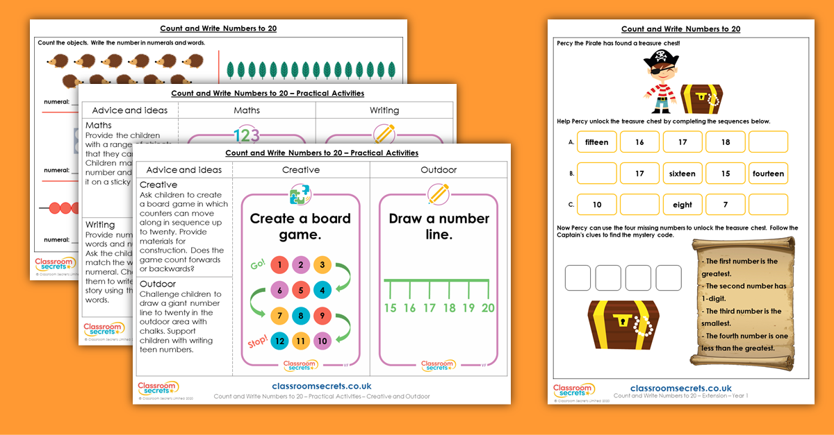 Count and Write Numbers to 20 Year 1 Resources