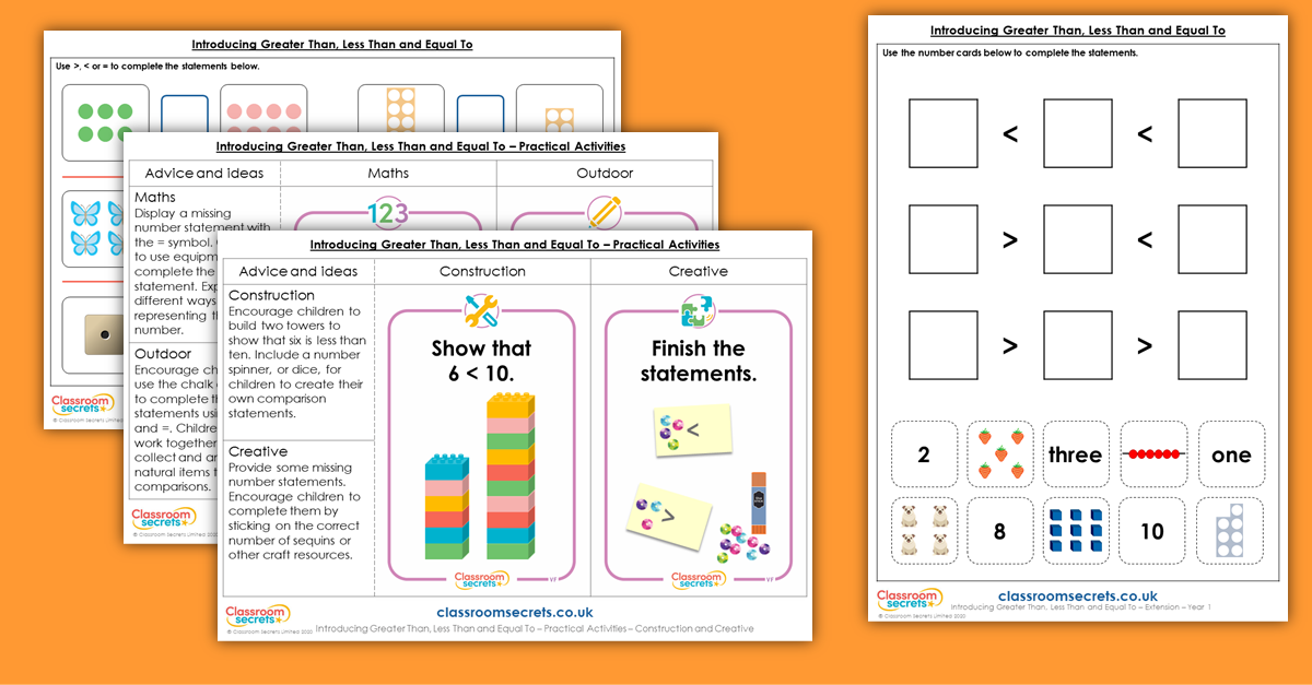 Introducing Greater Than Less Than and Equal To Year 1 Resources