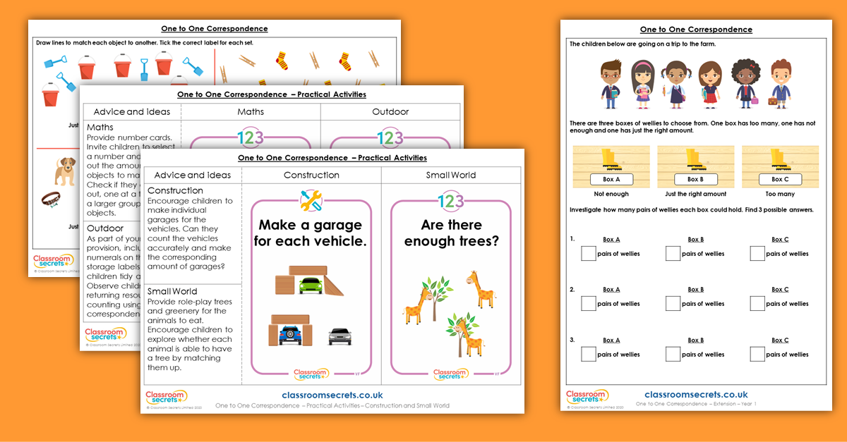 One to One Correspondence Year 1 Resources