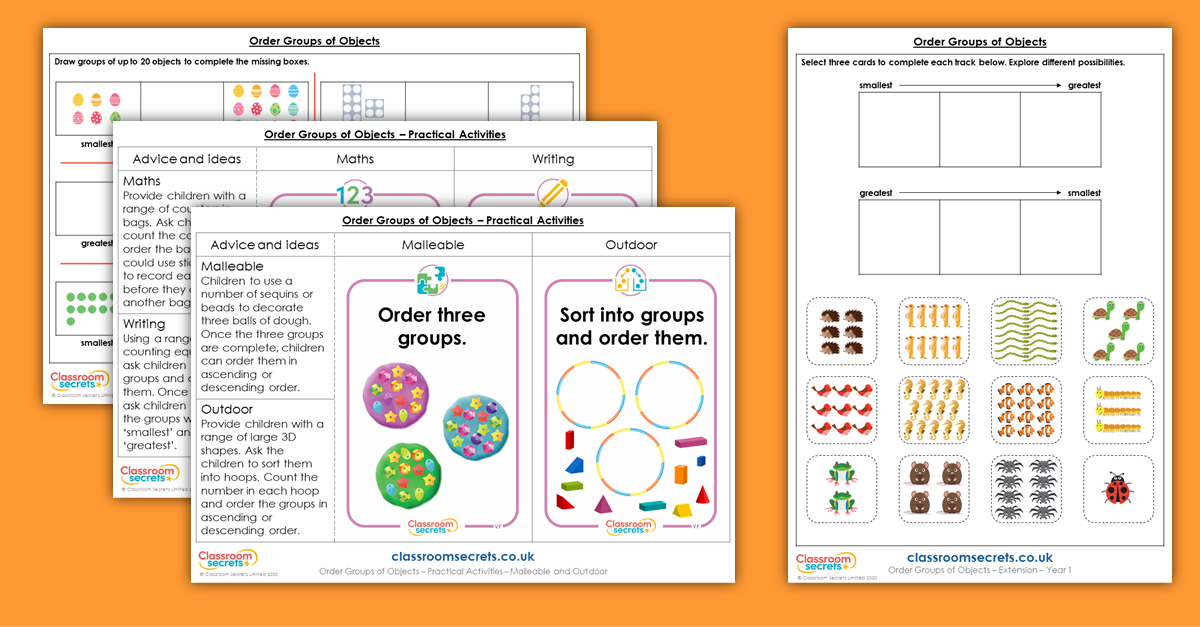 Order Groups of Objects Year 1 Resources