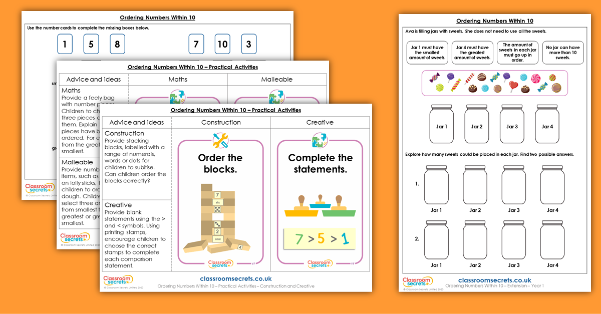 Ordering Numbers Within 10 Year 1 Resources