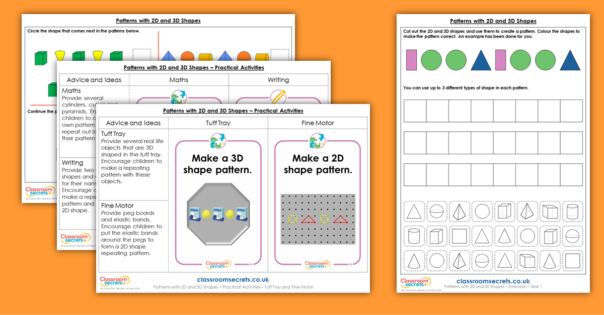 Patterns With 2D and 3D Shapes Year 1 Resources