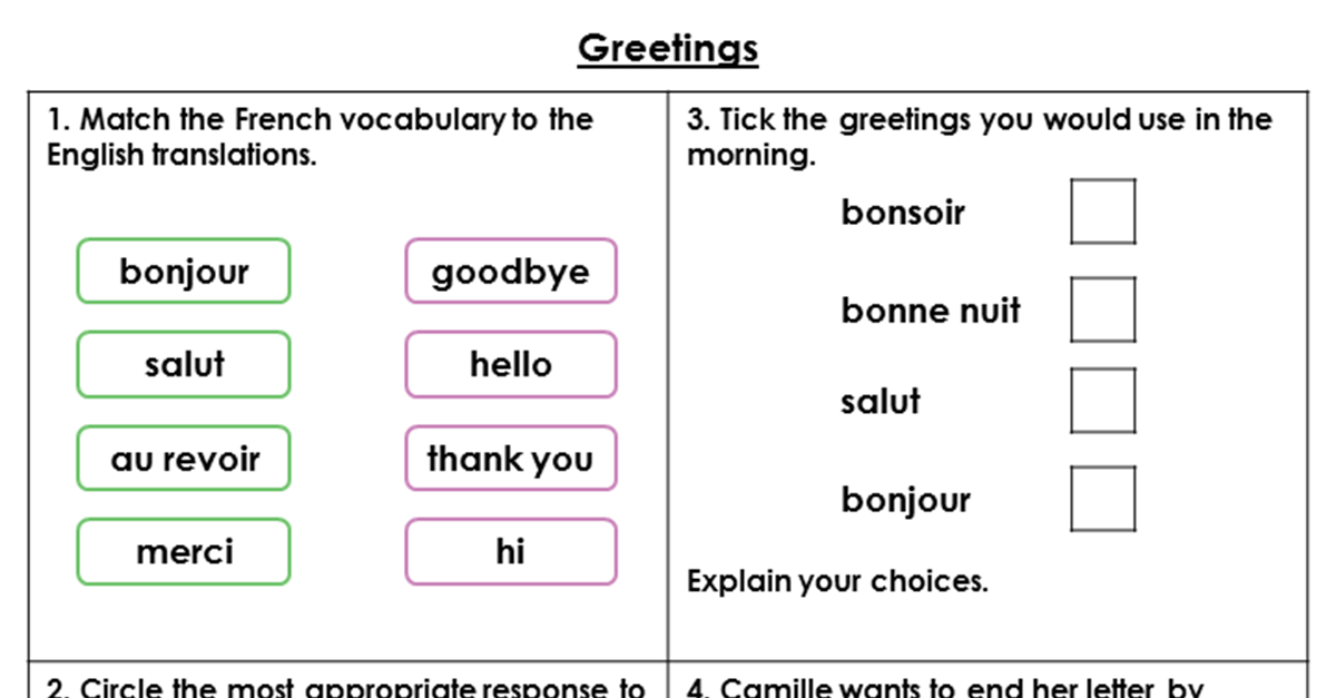French Greetings Resource Pack