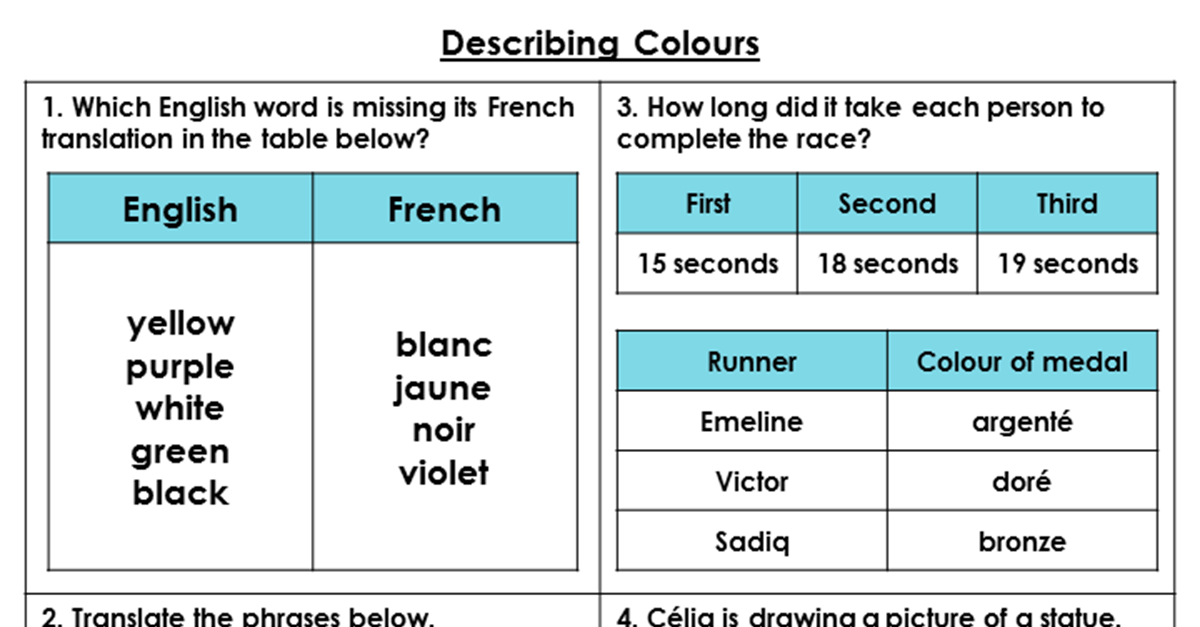 Describing Colours Resource Pack