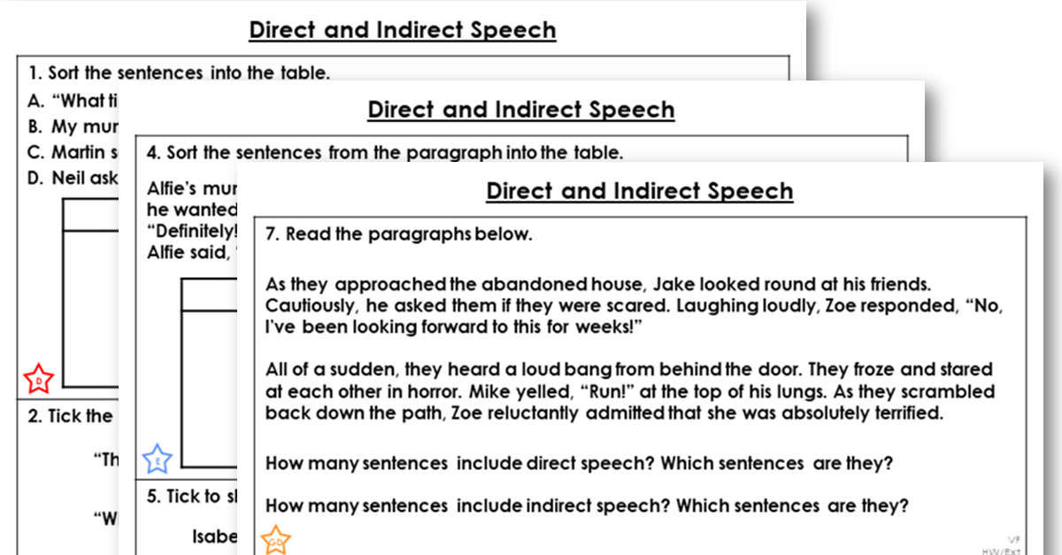 direct and indirect speech year 5