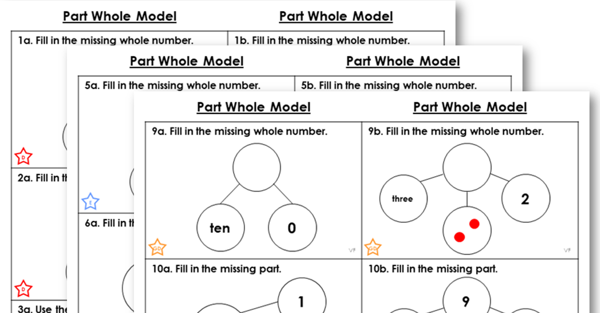 part whole model problem solving year 1