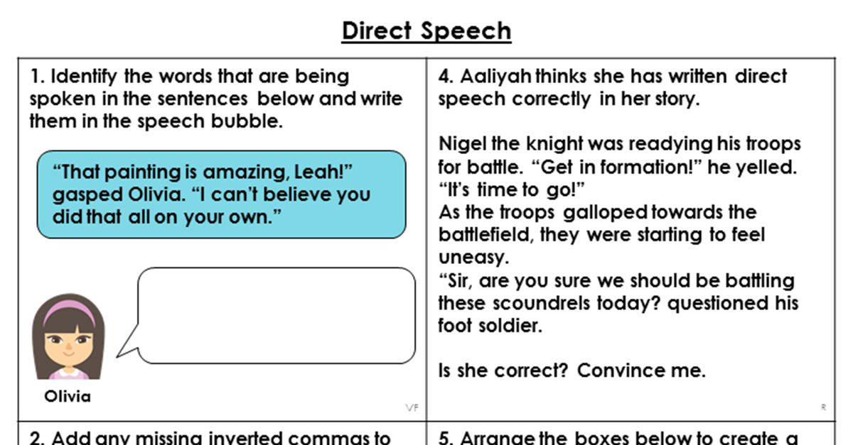 direct speech in story writing