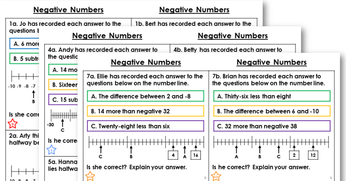 negative numbers problem solving year 5