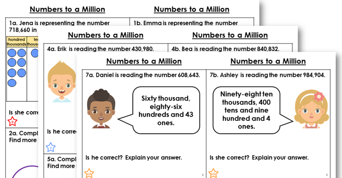 numbers to 1 million reasoning and problem solving