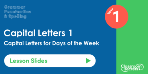 Year 1 Capital Letters for Days of the Week Lesson Slides