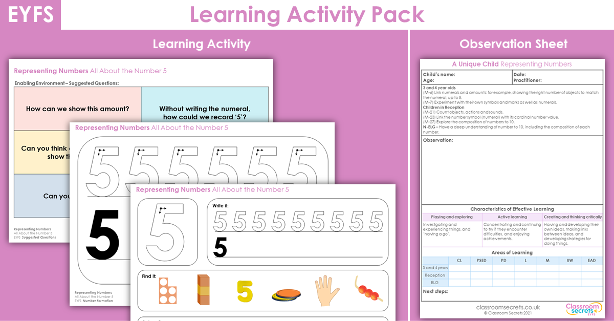 EYFS All About the Number 5 Learning Activity